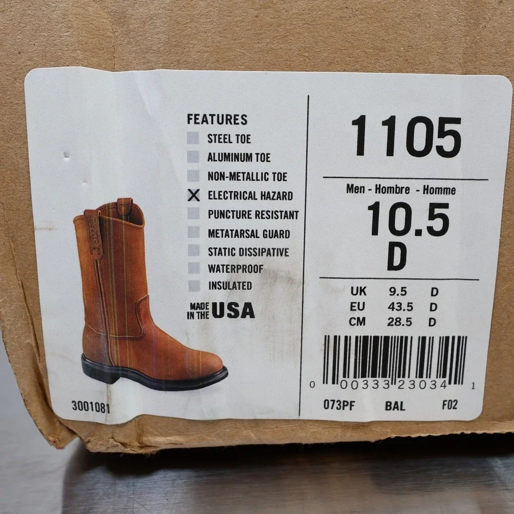 Red Wing Pecos 1105 Work Boots Mens 10.5 D Brown Leather Pull On Made in USA EH